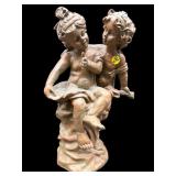 RESIN CARVED CHERUBS SCULPTURE AS IS
