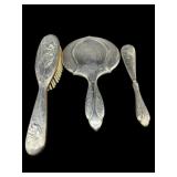 STERLING WEIGHTED MIRROR BRUSH & SHOEHORN LOT