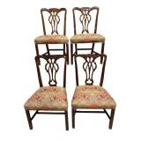 4 CHIPPENDALE SOLID MAHOGANY DREXEL CHAIRS