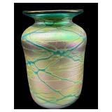 SIGNED RICK HUNTER 1999 IRIDESCENT ART GLASS VASE
