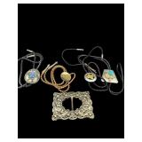 4 BOLO TIES AND BELT BUCKLE