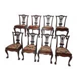 8 SOLID MAHOGANY CARVED CHIPPENDALE CHAIRS