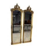 2 ORNATE GOLD DECORATED BEVELED MIRRORS