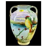ANTIQUE HAND PAINTED NIPPON BIRD ON BRANCH HAND