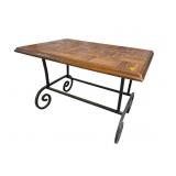 OAK AND IRON END TABLE