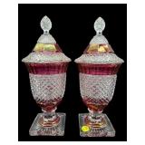 2 VINTAGE WESTMORELAND RUBY FLASH AND CRYSTAL