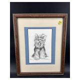 ARTIST SIGNED 1985 YORKSHIRE TERRIER DRAWING IN