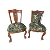 2 CARVED MAHOGANY PARLOR CHAIRS