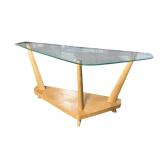 MODERN DESIGN GLASS TOP MAPLE TABLE
