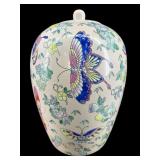 LARGE PORCELAIN ORIENTAL BUTTERFLY MOTIF GINGER