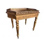 GOLD DECORATED PIERCE CARVED TURN LEG TABLE