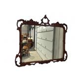 LARGE HEAVY CARVED MAHOGANY MIRROR