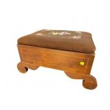 WALNUT NEEDLEPOINT INLAID STOOL