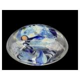 SIGNED N.TUDOR 1988 BLUE IRIDESCENT ART GLASS