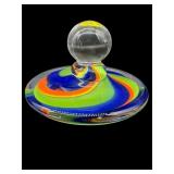 ART GLASS SPINNING MULTI-COLOR PAPERWEIGHT