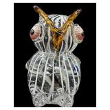 LARGE MURANO STYLE STRIPED 'BLOODSHOT EYES' OWL