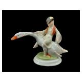 HEREND MAN ON GOOSE FIGURINE