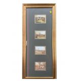 4 FRAMED VINTAGE LITHOGRAPH PRINTS DEPICTING