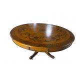 62 IN ROUND INLAID PEDESTAL DINING TABLE