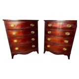 2 THOMASVILLE MAHOGANY BOW FRONT TALL CHESTS
