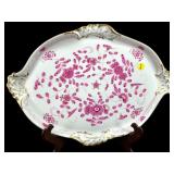 LARGE MEISSEN PINK INDIAN PORCELAIN SERVING