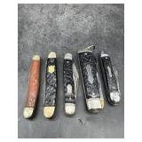 LOT OF 5 FOLDING POCKET KNIVES