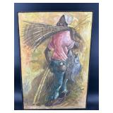 AFRICAN ARTIST MADE MCM CATCHING FISH OIL ON