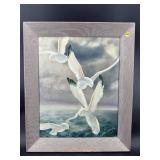 ARTIST SIGNED SEAGULLS 1953 OIL ON BOARD