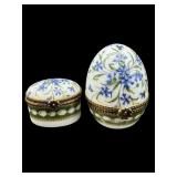 2 PC LOT LIMOGES ANCIENNE ROYALE FLORAL TRINKET