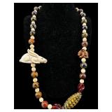 HANDMADE STERLING CLASP STONE BEADED NECKLACE