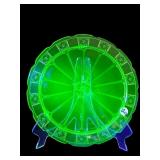 JEANNETTE GREEN DEPRESSION 'DORIC' URANIUM GLASS