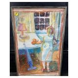 SIGNED PASTEL STUDY FOR HOMAGE TO MOTHER IN FRAME