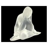 LALIQUE FRANCE SITTING NUDE REVE FROSTED CRYSTAL