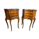 2 FRENCH BRONZE ADORNED 3 DRAWER STAND