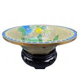 YELLOW CLOISONNE SMALL BOWL ON STAND