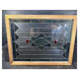 FRAMED LEADED GLASS WINDOW