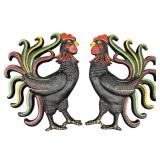 2 CAST IRON ROOSTER WALL HANGINGS