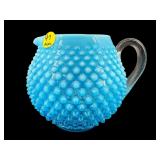 FENTON BLUE OPALESCENT HOBNAIL SQUAT JUG PITCHER