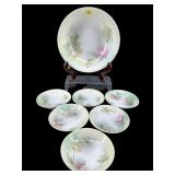 7 PC PORCELAIN FLORAL BERRY BOWL SET