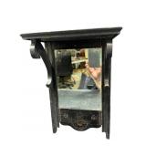 BLACK VICTORIAN WOODEN MIRRORED SHELF