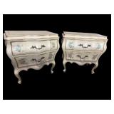 2 BOMBAY FORM PAINT DECORATED NIGHTSTANDS