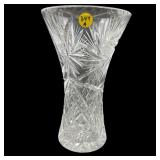 TALL PINWHEEL CUT CRYSTAL FLOWER VASE