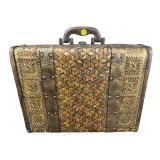 MODERN WOOD & METAL WOVEN SUITCASE BAG