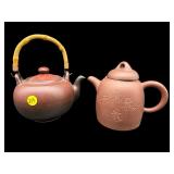 2 PC LOT ORIENTAL POTTERY TEAPOTS