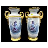 2 FRENCH ANTIQUE VICTORIAN PORCELAIN PICTORIAL