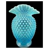 LARGE FENTON BLUE HOBNAIL OPALESCENT VASE