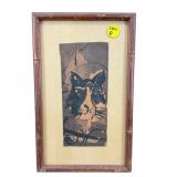 1954 FELINE BLOCK PRINT