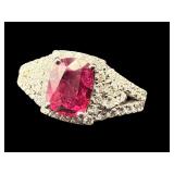 PLATINUM PURPLISH PINK NATURAL SAPPHIRE & DIAMOND