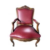 LEATHER OPEN ARM ITALIAN STYLE CHAIR