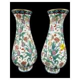 2 CLOISONNE FLORAL AND BUTTERFLY MOTIF BUTTERFLY